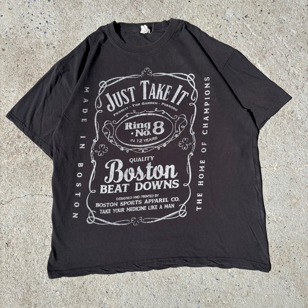 Boston Sports Apparel Co Just Take It Whiskey Label Graphic Tee Black XL